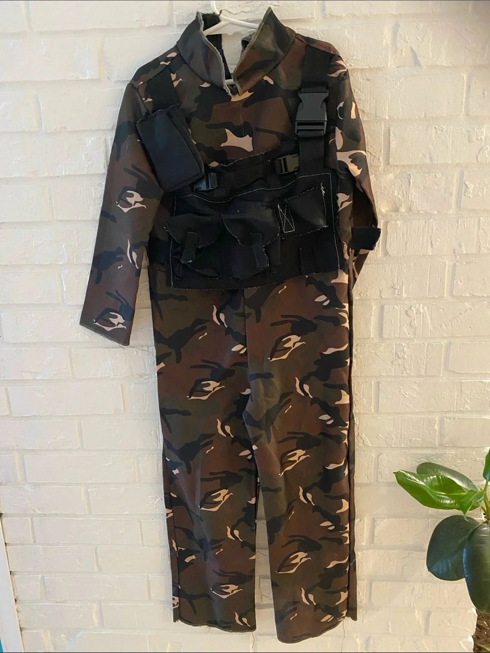 Camo Utility Jumpsuit with Tactical Chest Rig - Olive/Brown